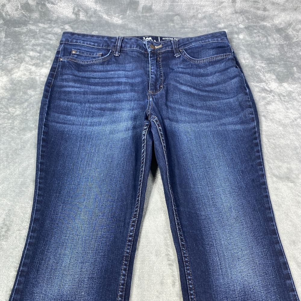 Lee Riders Midrise Bootcut Jeans Womens Size 16 P Blue Indigo Denim Stretch Pant - Picture 2 of 8